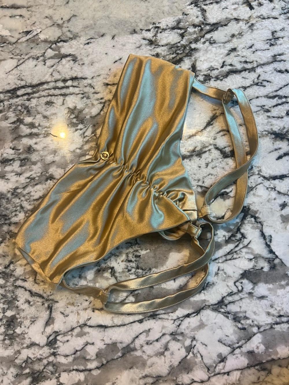 Metallic Gold Women’s Pole / Swim bottoms with garters